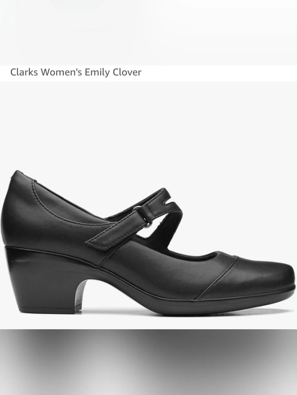 CLARKS EMILY CLOVER MARY JANE BLOCK  HEEL PUMPS. SIZE 8 .5. BLACK.